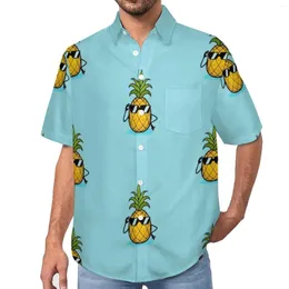 Camisas casuais masculinas Ananas abacaxi óculos de sol fruta praia camisa havaiana novidade blusas masculinas impressas plus size 4xl