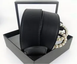 Fashion Womens Men Designers cinture in pelle in pelle nera fibbia in bronzo classico cinghia di perla casual larghezza 38 cm con box9347100