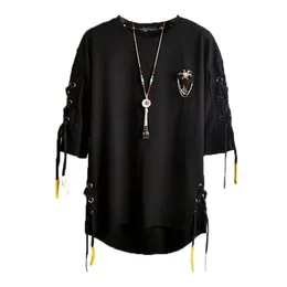 Męskie tshirty idopowe koreańsko -mody w stylu ulicznym koronkowym punkowym gotyckim designerką pullover steampunk hem Hip Hop Blushirts koszulki 230403