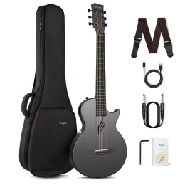 Guitarra elétrica inteligente de fibra de carbono acústica 35 polegadas com captador, estojo, alça, cabo de viagem guitarra violao