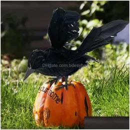 Garden Decorations Practical Party Props Artificial Exquisite Flexible Wires Halloween Fake Birds Toy Drop Deliver Dhwdj