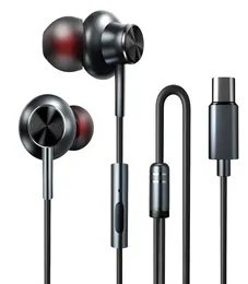 Typ C Earphone Audio Bass USB C -headset med mic hörlurtyp C för Xiaomi Stereo 3D Hifi Sound Sport Earbuds6455009