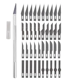 2021 HW366 NonSlip Metal Scalpel Knife Tools Kit Cutter Engraving Craft Knives 40pcs Blades Mobile Phone PCB DIY Repair Hand To3654938