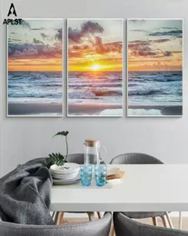 Seascape View Ocean Poster Nordic Sunset Sea Level Print Canvas Wall Art Bild för vardagsrum sovrum dekoration6884595