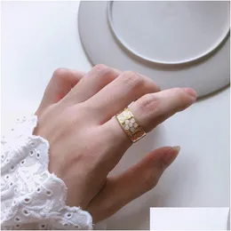 Rings Siology 925 Sterling Printing Gold Inlaid Resin Industrial Thick Womens Sier Casual Jewelry Drop Delivery Ring Dhgarden Dhf9M