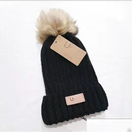 Beanie/Kafatası Kapakları Beanie Cap Mens Tasarımcı Kova Şapkaları Yeni Moda Kadınlar Bayanlar Sıcak Kış Büyük Sahte Kürk Pom Poms Bobble Hat Açık Dho2f