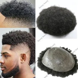 Toupees de culinária afro de 6 mm para homens negros, reposição de cabelo de pele de pele