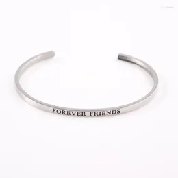 Bracciale FOREVER FRIENDS Braccialetti Mantra Bracciale aperto in acciaio inossidabile ID Bar Moda donna Bracciale gioielli di ispirazione femminile