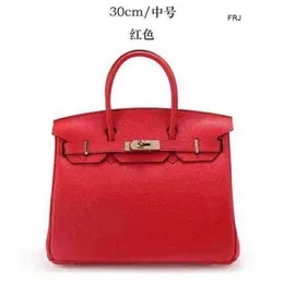 Designer Birkin Bags Herms Handbags New Style Lychee Pattern Platinum Bag Classic Womens Large Capacity Messeng Have Logo Frj