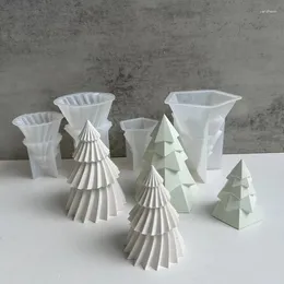 Ferramentas artesanais origami listrado árvore de natal molde de silicone vela gesso resina molde diy fazendo sabão