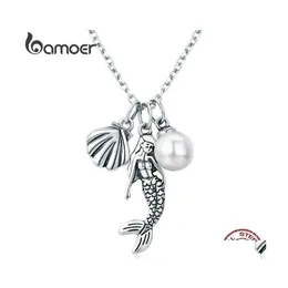 Konst och hantverk 100% 925 Sterling Sier Romantic Merraidlegend Shell Pendant Halsband för kvinnor smycken gåva SCN237 220119 Drop Deli DH1KV