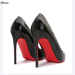 Lüks marka pompalar kadın ayakkabıları kırmızı parlak alt ayak parmağı siyah yüksek topuklu gelin ayakkabılar ince topuk seksi düğün ayakkabıları büyük boyut 35-46 cl2880