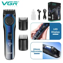 Aparador de cabelo VGR Máquina de corte elétrica profissional com display LED recarregável para homens V080 231102