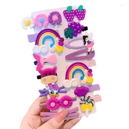 Acessórios de cabelo 14 Pçs / set Cartoon Baby Clip Meninas Princesa Grampos Menina Barrettes Bangs Kids Headwear