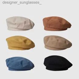 Berets Women Girl Beret Artist Warm Cotton Octagonal Flat C Autumn Winter Beanie Vintage Beret Solid Color Hat WomanL231103