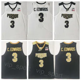 Basquete 3 Carsen Edwards College Jerseys Purdue Boilermakers Bordery Team camisa branca em cor preta para fãs de esportes Universidade de algodão puro respirável NCAA