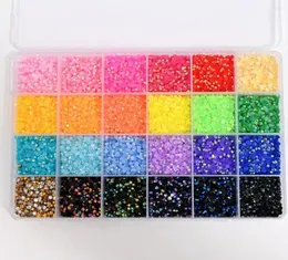 Nagelkonstdekorationer 24000pc mix färger runda pärlor rhinestones 3mm4mm5mm ab flatback resin crystal stones 6 colors 4girds 24gird9217149