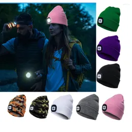 Cykelmössor LED -upplysta mössa Cap Hip Hop Men Knit Hat Winter Warm Hunting Camping Rune Gifts for Women Outdoor Fishing