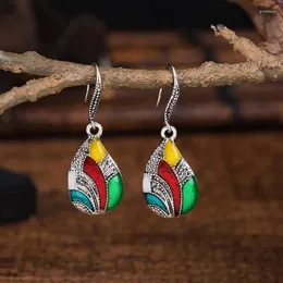 Dangle Küpeler Retro Damla Yağ Su Damla Kadınlar Kolczyki Etnik Gümüş Renkli Bayanlar Bijoux