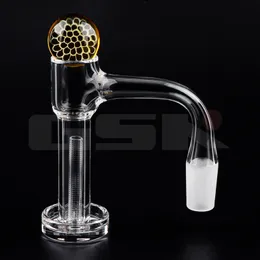 Vollverschweißter, abgeschrägter Rand, 4 mm Boden, Terp Slurper Quarz Banger mit hohler Sandstrahlsäule/Wabenkappe, 10 mm, 14 mm, 18 mm, 20 mm Außendurchmesser für Dab Rigs Wasserpfeifen