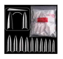 600pcs acrylic medium Stiletto Long Stiletto Tips Easy Coffin Nails Sharp False Nail Art Tips for Nails Salon 10 أحجام مع Bag5427794