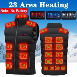 Mäns västar 23 uppvärmningsområden Vest Jacket Men Winter Electric uppvärmd USB Infrared Waistcoat M 7xl för sportvandring camping unisex 231102