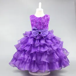 Girl Dresses 2023 Summer Fashion Children's Dress Rose Bowknot Princess Wedding Girls Birthday Party For 3 4 5 6 7 8 9 10 Years Old