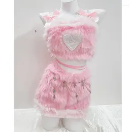 Pelliccia da donna Abiti gotici Y2k Rosa Accessori finti Finto Harajuku Moda Kawaii