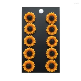 Ohrstecker 5 Paare/Set Gänseblümchen Sonnenblume Edelstahl 15 mm Harz Cabochon Orange Blume Set für Frauen Schmuck Geschenk