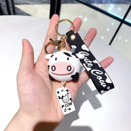 Creative Silicone Animal Cow Keychains School bag Handbag Pendant Car Key Chain Personality Cute Keychain Accessories Men Women