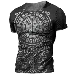 Mens tshirts camisa vintage 3d Viking Print Ops Ees Summer Ops casual camisas soltas roupas masculinas Oneck Hip Hop Street Sweatshirt 230403