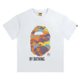 Maglietta da uomo allentata estiva Shark Monkey T-shirt traspirante High Street Trend Cartoon Felpa con cappuccio Lettering S Scarpe Maniche M-2XL Bathing Ape One for 20 three LTGK