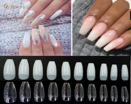 500PCSBAG COFFIN NAILS LONG BALLERINA NAIL TIPS SQUARE HEAD FRENCH FALD FALSE NAILS ABS人工10サイズ自然透明5763351