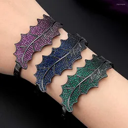 Armreif Zlxgirl Marke Buntes Zirkonia-Blatt-Armband Für Damen Jubiläum Schmuck Mode Frau Größe Hochzeit Armreifen