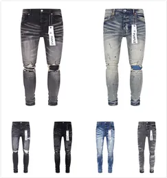 Lila designer för män jeans vandring byxa rippade hip hop high street mode varumärke pantalones vaqueros para hombre motorcykel