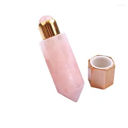 Storage Bottles Rose Quartz Roller Ball For Essential Oil Perfumes 8ml Healing Crystal Wand Pointed Faceted Prism Bar Reiki Chakra