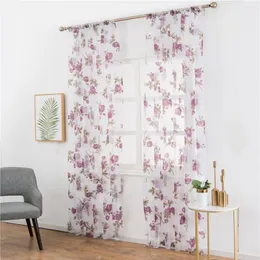 Curtain Curtains Window Sheer Floral Voile Tulle Living Room Sheers Transparentes Cortinas Home Kitchen Grommet Colorful Panels