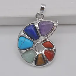 Pendant Necklaces Natural Stone Gem Inlay Conch Animal Jewelry S561