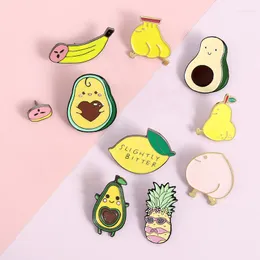 Broscher 9 st/set pin citron banana emalj avokado ananaspäron persika brosch lapel märke söt sommar frukt smycken gåva till barn