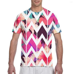 T-shirt da uomo Arrivano le foglie di palma tropicali su T-shirt a righe a zig-zag T-shirt da uomo T-shirt stile Harajuku T-shirt estive