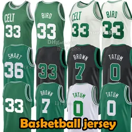 men21/22/23/24 유니폼 Jayson Kemba 0 Walker 8 New Basketball Jersey Smart 36 Bird 33 Brown Marcus 7 Black White Green Sports 야외 남성 탑