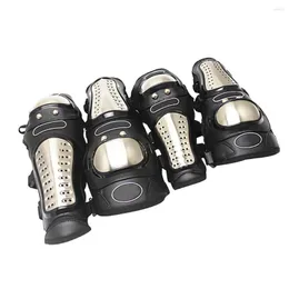 Motorcykel rustning 4pieces Steel ATV Racing Mountain Bike Protective Gear Knee ELBOW Shin Pads Guards