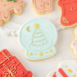 Baking Tools Christmas Embosser Mold Cake Decorating Cookie Cutters Biscuits Molds Fondant Press Stamp Accessories