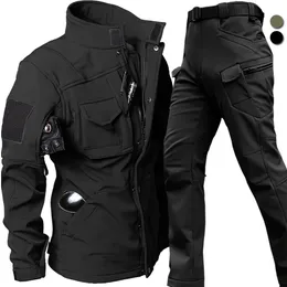 Two Piece Women's Pants Windproof Waterproof Biker Suit Men Tactical Jacket Sets Winter Shark Skin Military Soft Shell Uniform Warm Fleece Coats 231102