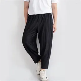 Men's Pants ALSEY Miyake Pleated Small Leg Haren Men Four Seasons Loose Casual Sweat Stretch Breathable Design Trends