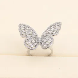 Złote Butterfly Pierścionki zaręczynowe dla kobiet mężczyzn srebro srebrny duży diamentowy pierścionek Pierdzież projektant biżuterii