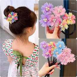 Acessórios para cabelos de cabelos acessórios de cabelo da moda Menina Girls Pearl Crystal Pin dobrável corda adorável flores coloridas jóias fixas pi
