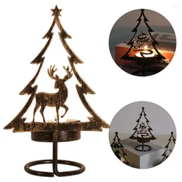 Candle Holders Holder Christmas Candlestick Tree Iron Art Heat-resistant Desktop Decoration With Stable Base