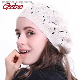 Береты Geebro, женские однотонные вязаные береты, женские французские шапки-береты, весенние повседневные тонкие акриловые береты для женщинL231103