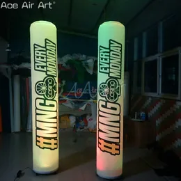2.2m H輝く美しいインフレータブル広告柱パーティーの装飾用ロゴ付き装飾照明コラム